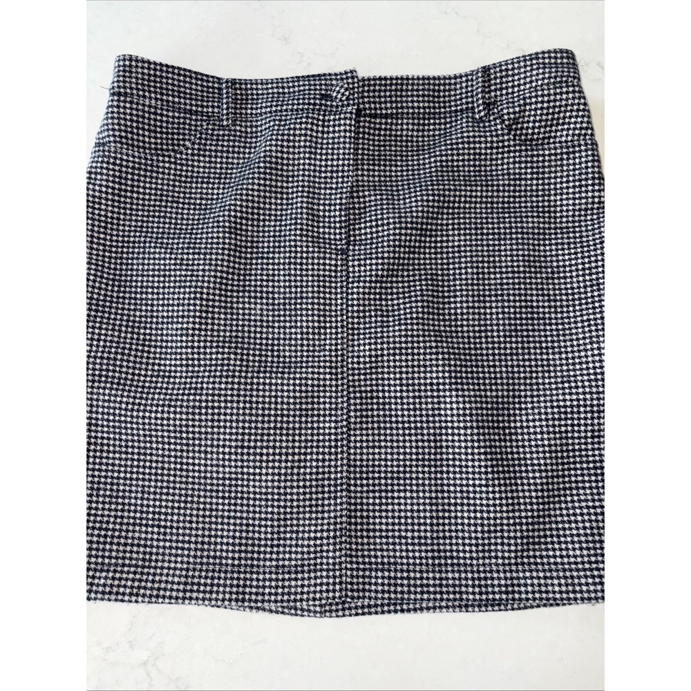 Cupcakes and Cashmere Houndstooth Plaid Black Wool Blend Mini Skirt Women's 10